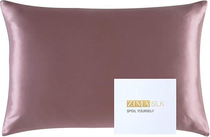 ZIMASILK 25 Momme 100% Pure Mulberry Silk Pillowcase for Hair and Skin Care, Highest Grade 6A Pillow Cases for Women, Long-Lasting Durablity, Gift for Women Men, 1Pc (Queen 20"x30", Grey Purple)