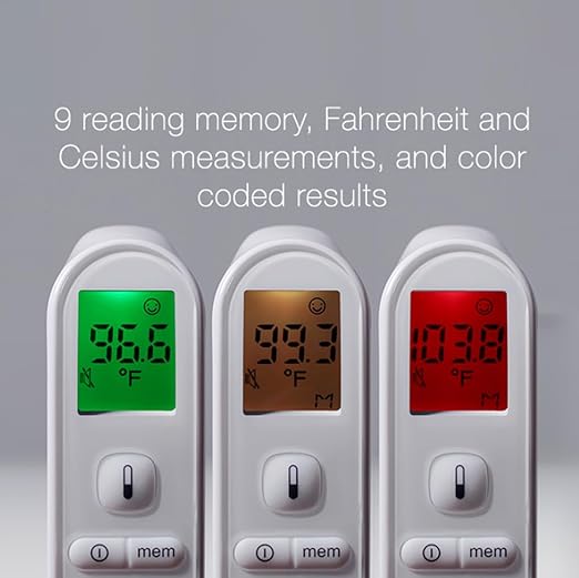 Bio-Therapeutic bt-Degree Infrared Digital Thermometer for Adults and Kids Touchless Forehead Temperature for Baby, Results in 1 Second, 9 Reading Memory, Color LCD Screen, Audible Fever Alert