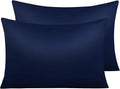 NTBAY Zippered Satin Pillow Cases for Hair and Skin, Luxury Queen Hidden Zipper Pillowcases Set of 2, 20x30 Inches, Navy Blue