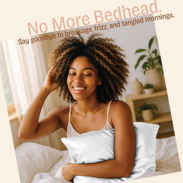 BLISSFORD Satin Pillowcase with Zipper for Hair and Skin Care, Feels Soft and Cool Like a Silk Pillowcase, White Satin Pillow Cases 2 Pack, Slik Pillow Cover, Queen Size - Set of 2