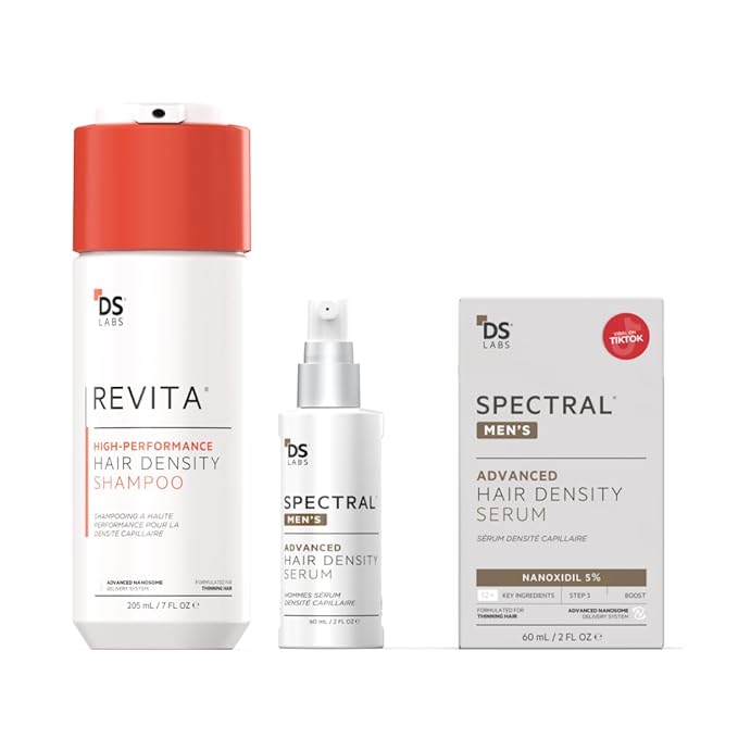 DS Labs Revita Shampoo & Spectral Men’s Serum Kit – Scalp First Cleanse & Lightweight Leave-In for Fuller Looking, Thicker Looking Hair, Sulfate & Silicone Free Shampoo, Fast Absorbing Serum