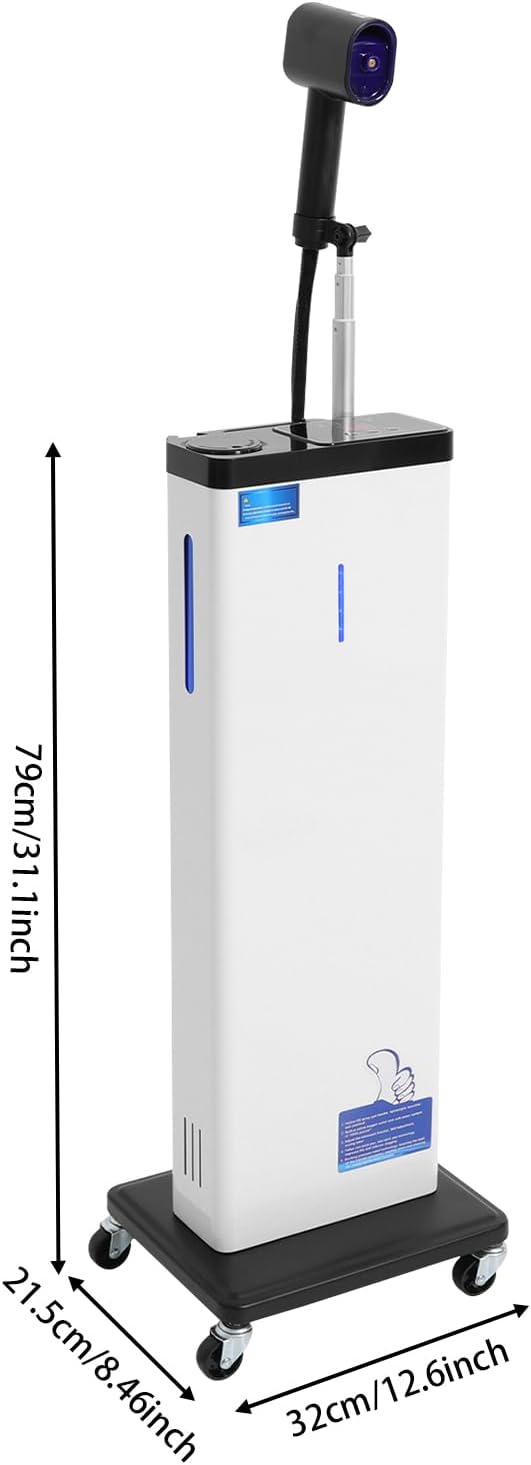 Nano Mist Hair Steamer, 1300W Professional Hair & Scalp Care Machine with 9 Steam Settings, 800ml Tank, Negative Ion & Blue Light Therapy, Rolling Stand for Salon & Home Use, Deep Conditioning, White