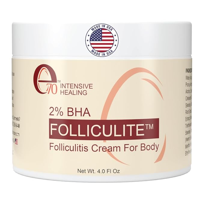 Folliculitis Cream – Folliculitis Treatment for Red Bumps, Ingrown Hairs & Razor Irritation – 2% BHA, Tea Tree, Salicylic Acid, Turmeric & Aloe – Scalp Acne treatment (4 oz)