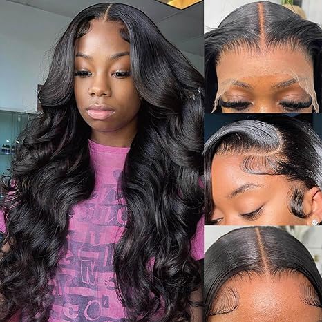 Body Wave Lace Front Wigs Human Hair Pre Plucked 180 Density 13x6 HD Transparent Lace Frontal Wigs Human Hair for Women Glueless Wigs Human Hair with Baby Hair 20Inch