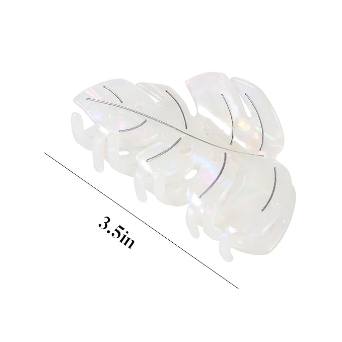 White Leaf Hair Claw Clip 3.5 Inch Strong Hold Hair Grip Clip French Design Women Girls Hair Accessories for Thick Thin Hair