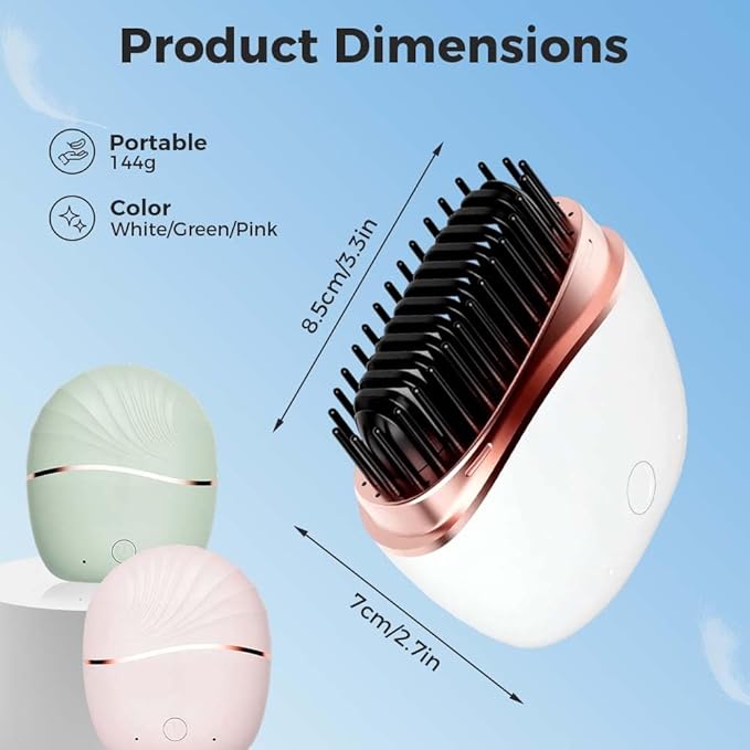 Mini Straightener,Portable Fast Heating Hair Straightener Comb with Mirror,Wireless 2-in-1 Hairs Dressing Combs for Home Travel Gift,Straight Hair Comb with 3 Adjustable Temperatures (Pink)