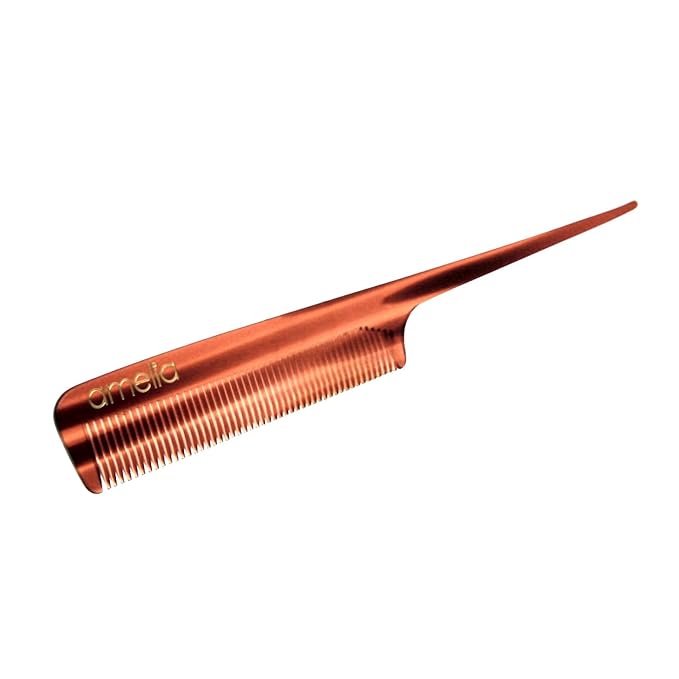 Amelia Beauty Cellulose Acetate 8in Rat Tail Comb, Handmade, Smooth Edges, Eco-Friendly Plant Based Material, Log Tail Sectioning, Course Teeth - Tortoise Shell Color