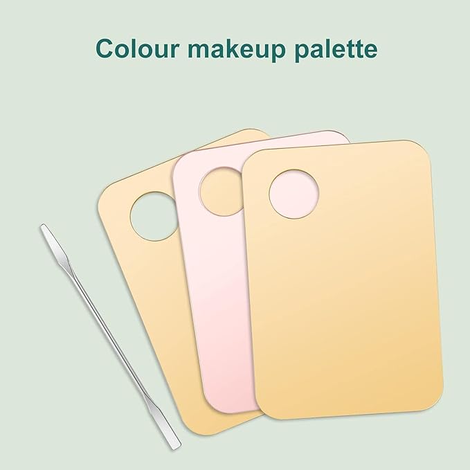 Pink Cosmetic Makeup Palette, Nail Art Palette with Spatula, DIY Makeup Mixing Palette, Beauty Salon Color Cream Mixing Palette, Nail Art Painting Mixed, Makeup Display Board Beauty and Personal Care