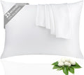 100% Silk Pillowcase 2 Pack for Hair and Skin, Both Sides 23 Momme Grade 6A+ Mulberry Silk Pillowcases with Hidden Zipper, Soft&Smooth Cooling Pillow Cases (White, King 20×36)