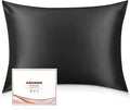 Adubor Silk Pillowcase 2 Pack for Hair and Skin with Hidden Zipper, Both Sides 23 Momme Silk Pillow Case (Black, Standard: 20''x26'')