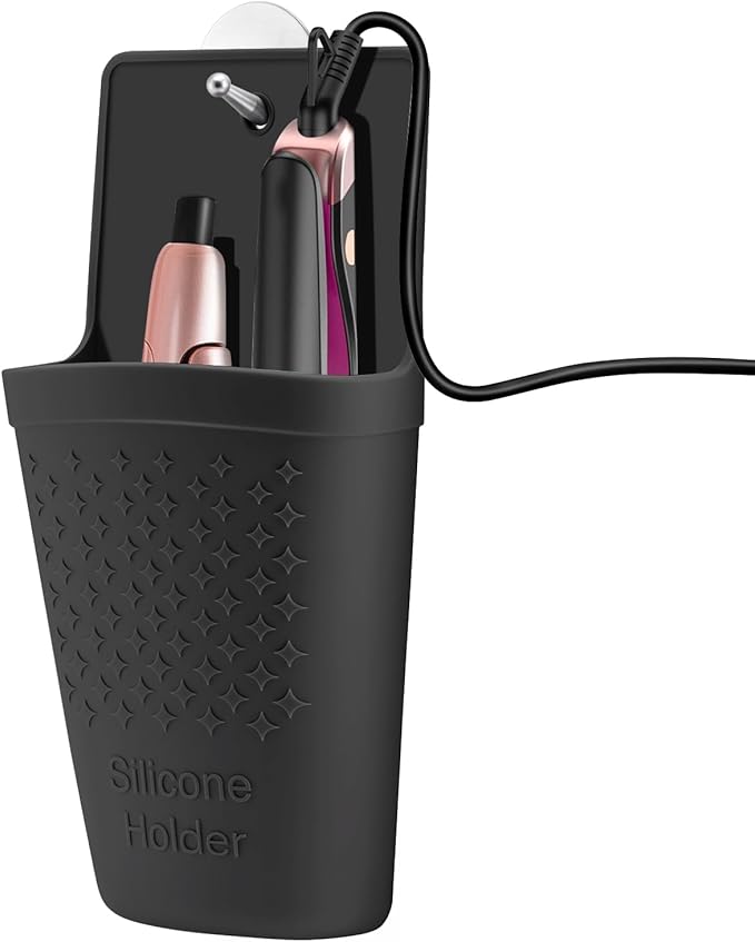 2 Pack Heat Resistant Silicone Hair Iron Mat and Pouch,Portable Travel Hair Straightener Mat and Holder for Hair Styling Tools.(Black)