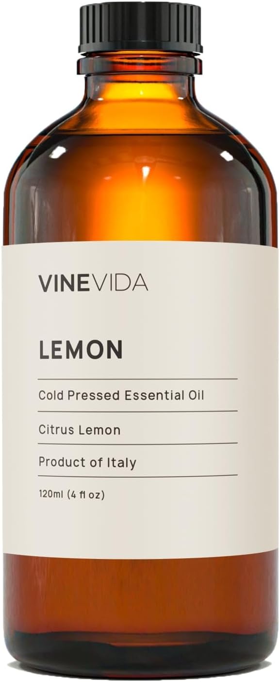 VINEVIDA Lemon Essential Oil 4 oz - Undiluted & DIY Candle Scents - Bulk Oil for Soap Making & Skin Safe