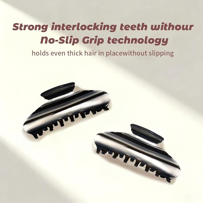 French Hair Claw Clips for Women Grils,4 Inch Strong Hold No Slip Grip Accessories Acetate Material,Not Easily Damaged,Thick or Thin Hair (Black & White)