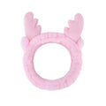 Jowmoy Cute Pink antlers Headband Frog Eye Elastic to Wash Face for Women Makeup Shower Spa.
