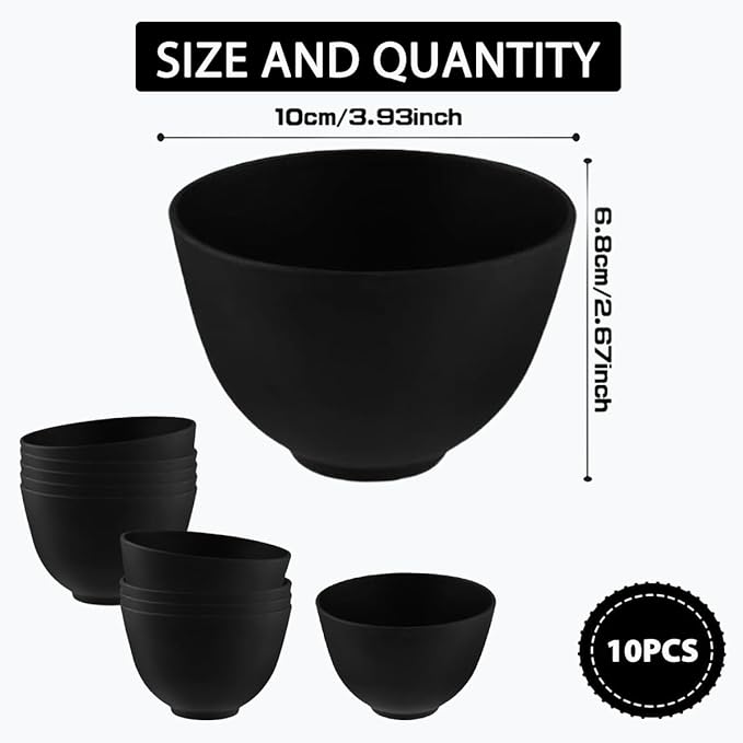10 Piece Silicone Mixing Bowl Set, 3.93-Inch Microwaveable Silicone Bowls, Facial Bowls for Aestheticians, for Facial Masks, Mud Masks and Other Skin Care Products