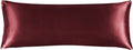 BEDELITE Satin Body Pillow Cover, Super Soft and Cooling Body Pillow Pillowcase for Hair and Skin, Breathable Silky Full Long Pillowcase Cover(20"x54", Burgundy)