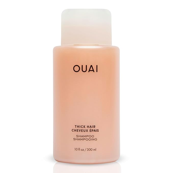 OUAI Thick Shampoo - Moisturizing Shampoo with Keratin, Marshmallow Root, Shea Butter, Avocado Oil for Thick Hair - Strengthens & Hydrates Strands - Paraben, Phthalate & Sulfate Free (10 Fl Oz)