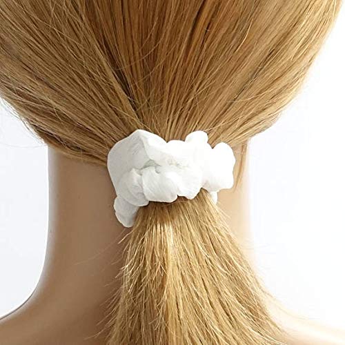 Cotton Hair Scrunchies Single Jersey Solid Color Ponytail Holders Elastic Hair Ties for Women Accessories (Off-white)