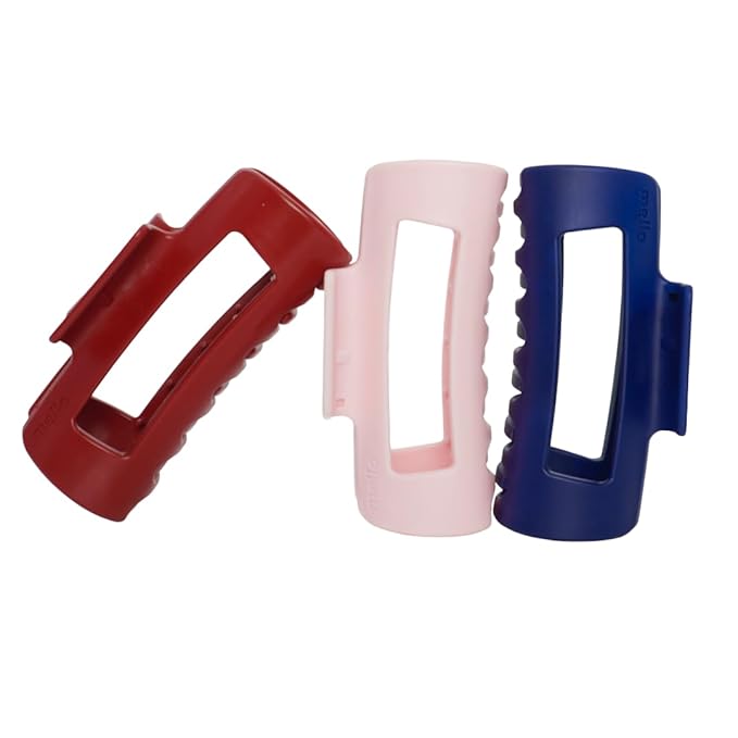 The Original Mello Hair Claw Clip Squishy Claw Clip Made in Korea Patent Pending 30021976 (Pink, Red, Blue, 3 Pack Medium)