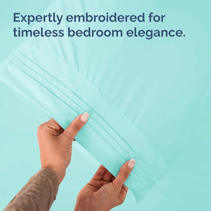 King Pillow Cases Set of 10 - Ultra Soft Hotel Quality Pillowcase Covers - Comfy & Wrinkle Free - Shrink, Stain & Fade Resistant - Easy-Care, Machine Washable Pillow Protectors - 10 Pcs Set - Spa Blue
