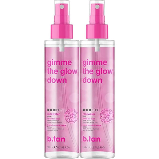 b.tan Clear Face Tan Mist Bundle | Gimme The Glow Down - Facial Tanner Spray, Gradual Bronzing Sunless Tanning Water, Infused with Rosewater, No Fake Tan Smell, 6.7 Fl Oz, Pack of 2