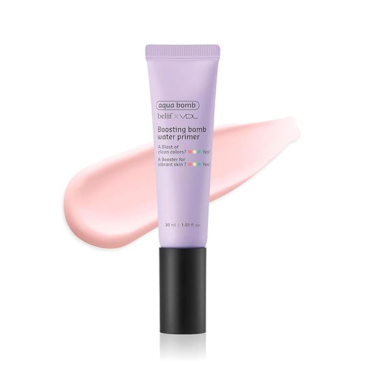 VDL Boosting Bomb Water Primer (Natural Finish, 1fl oz) - Makeup Base, Natural Radiance Booster. Smooth & Even Skin Tone, Moisturizer. Korean Skin Care for Perfect Canvas. Vegan Formula Cream,