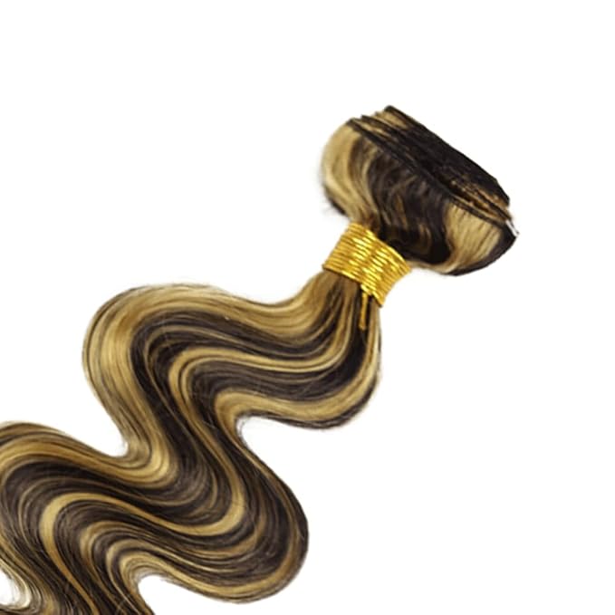 Highlight Bundles Human Hair Blonde Body Wave Bundles 26 Inch Niegmeag Brazilian Virgin Soft and Silky Remy Hair Extensions 2 Tone Black and Honey Blonde Bundle