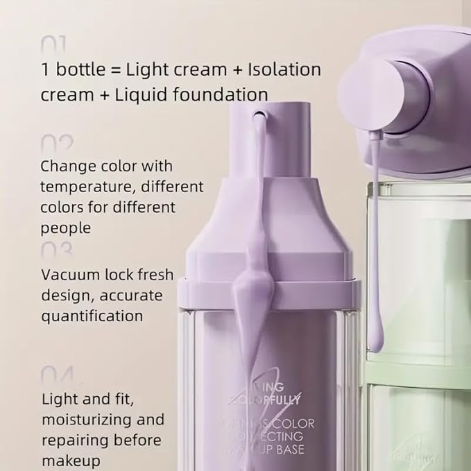 ZEESEA Purple Illuminating Face Primer for Brighten, Base Skin Color Correcting Primer for Poreless, Makeup Application & Hydrating Tinted Glow, Cruelty-Free Long Lasting Power Grip Formula, 1.06 Oz