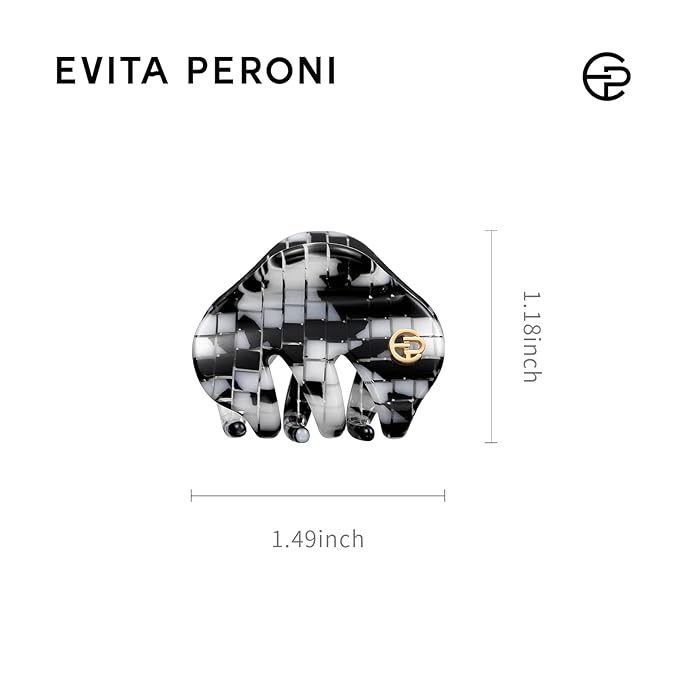 EVITA PERONI Small Hair Clips, Mini Hair Clip for Hair, Little Tiny Claw Clips for Women Girls Half Updo, Black and White