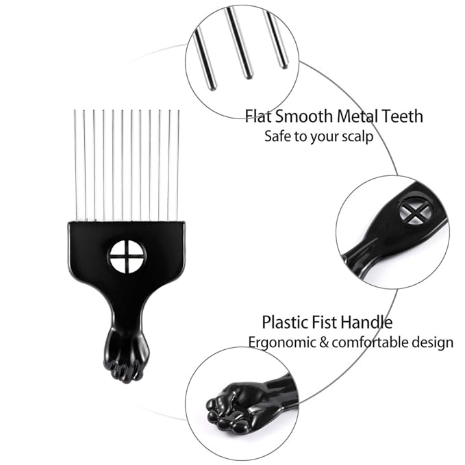 3 Pack CAREHOOD Metal Afro Lift Comb - Wide Tooth for Men's and Women's Curly/Textured Hair, Detangling Tool for Wigs, Braids, and Styling