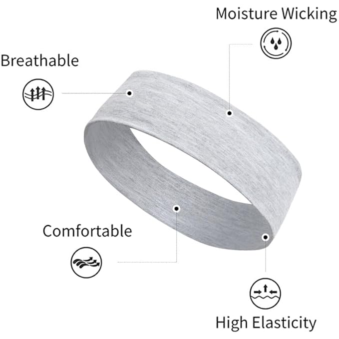TERSE Headbands for Women Short Hair Elastic Sweatbands Soft Fabric Hair Bands Workout Yoga Running Sport