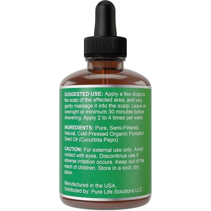 Pumpkin Seed Oil for Hair Growth. Strengthens & Hydrates Thinning, Dry Hair for a Healthier-Looking Scalp. For Women & Men – Vegan 2oz Serum