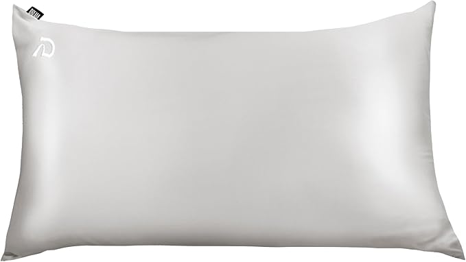 Dream Recovery Performance Silk Pillow Case with Zipper - 100% Silver Mulberry Silk Pillowcase for Hair and Skin - Naturally Cooling and Moisturizing - Standard Size - Bone