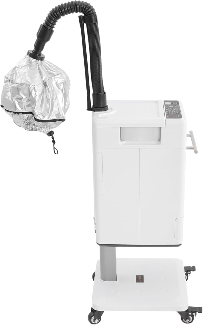 Professional Hair Salon Steamer,Hair Steamer with Temperature and Time Adjustment,Stand Hair Dryer, Nano Hair Steamer Machine(White 500w)