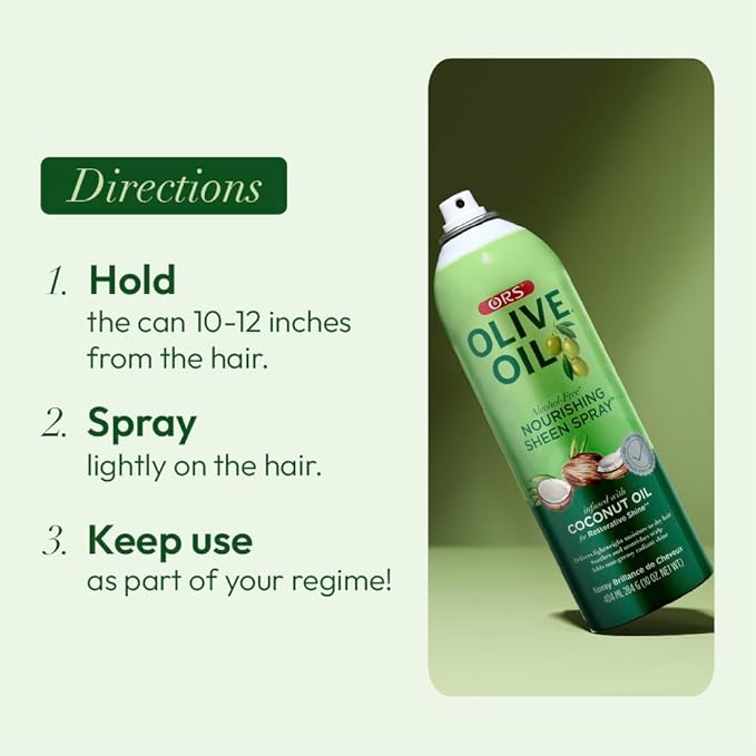 ORS Olive Oil Nourishing Sheen Spray infused with Coconut Oil 10 Ounces (Pack of 4)