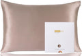 ZIMASILK 100% Pure Mulberry Silk Pillowcase for Hair and Skin Health,Soft and Smooth,Both Sides Premium Grade 6A Silk,600 Thread Count,with Hidden Zipper,1pc (King 20''x36'',Gray Brown)