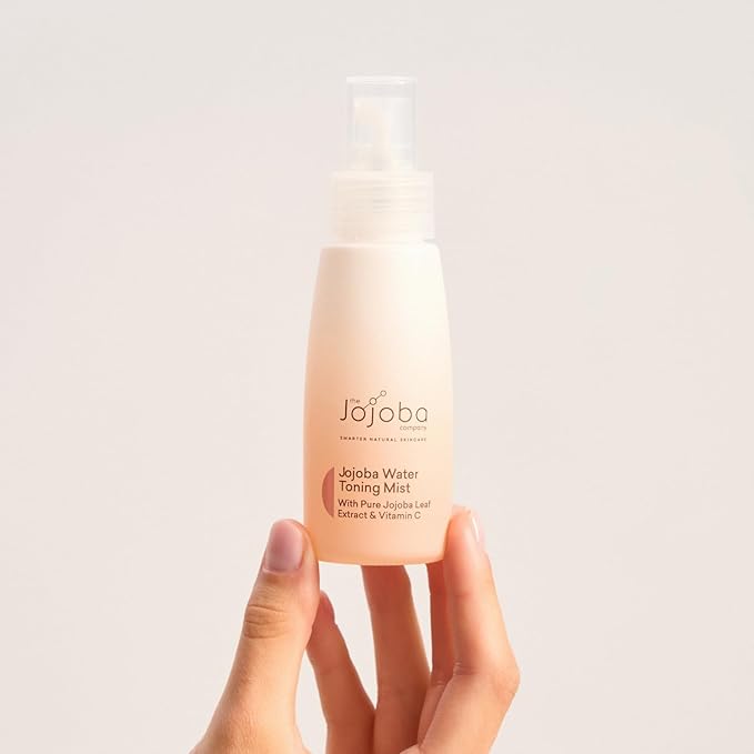 The Jojoba Company Water Toning Mist With Pure Jojoba Leaf Extract & Vitamin C - Hydrating, Toning & Firming - Antioxidant Protection - Reduces Pore Size - For Thirsty, Dehydrated & Dry Skin - 50ml