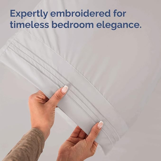 Queen Pillow Cases Set of 4 - Ultra Soft Hotel Quality Pillowcase Covers - Comfy, Cozy & Wrinkle Free - Shrink, Stain & Fade Resistant - Machine Washable Pillow Protectors - 4 Piece Set - Light Grey