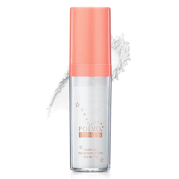 Polvo De Hadas Highlighter Powder Stick Body Shimmer Glitter Makeup, High Gloss Sparkle Highlight Powder for Face Eyes Lips Hair Body Cosmetic Tiktok Makeup - White Moonbeam