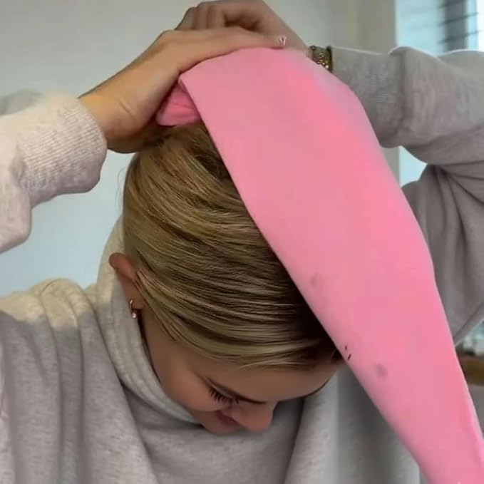 Waterproof Hair Sleeve for Long Hair, Reusable Adjustable Crown Washing Shower Cap Ponytail, Protect Styled Hairs, Quick Root Refresh, Wash Pony Caps for Women Pool Travel Gym Beach (Pink)