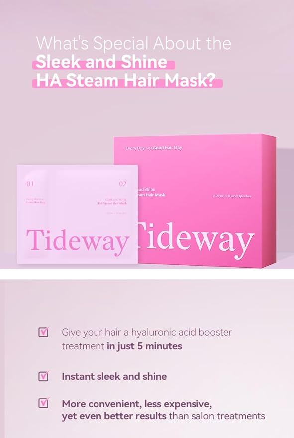 TIDEWAY Self-Heating Steam Hair Mask for Damaged Hair – 5-Minute Cordless Deep Conditioning Treatment with 5D Hyaluronic Acid & Triple Keratin, Salon-Level Repair for Dry, Frizzy Hair