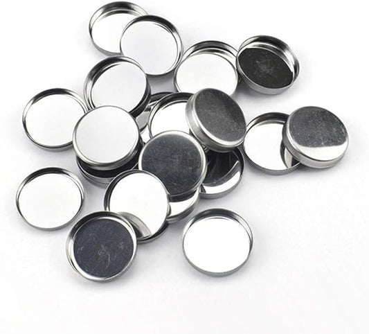 50 Pieces Empty Round Metal Tin Palette Pans Round Metal Pans Cosmetic Eyeshadow Pans for Eyeshadow Palette for Magnetic Makeup Palette, 26mm Diameter 3.5mm Height