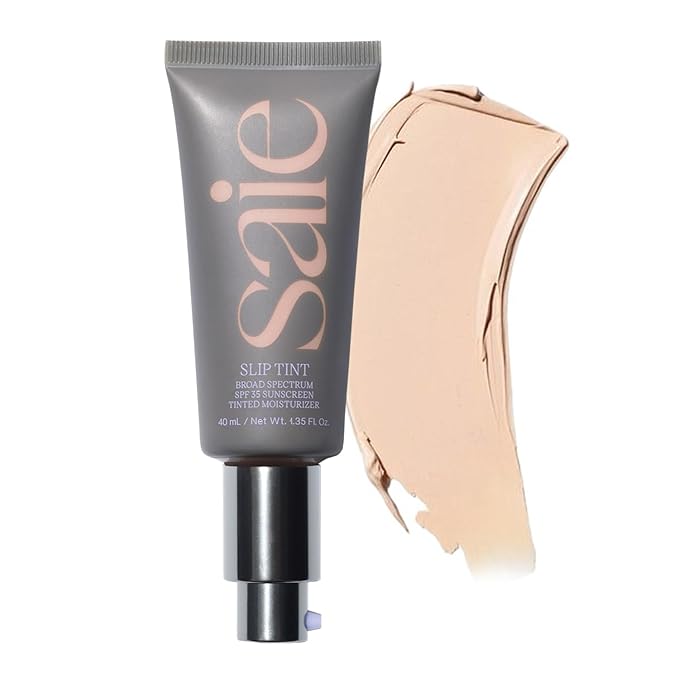 Saie Slip Tint Tinted Moisturizer with SPF 35 - Light Coverage, Glowy Skin Tint & Mineral Sunscreen for Face with Hydrating Hyaluronic Acid - Summer Makeup Essential - Shade Two (1.35 oz)