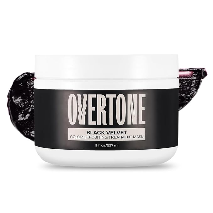 Overtone Semi Permanent Hair Color Conditioner, Black Velvet, 8 oz, Nourishing, Damage-Free, Color Depositing Mask for All Hair Types with Shea Butter & Coconut Oil, Vegan & Cruelty-Free