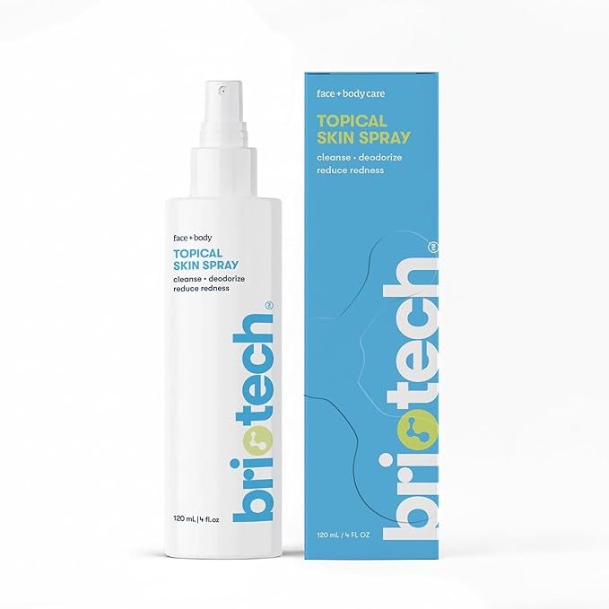BRIOTECH Topical Skin Spray, Hypochlorous Acid Spray for Sensitive Skin, HOCl Facial Mist, Full Body Support Against Irritation, Calm Redness, Soothe Foot & Scalp, 4 oz