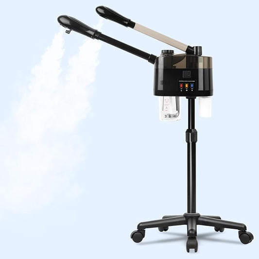 Professional Facial Steamer, Hot&Cold Mist Facial Steamer, Facial Humidifier on Wheels, Esthetician Steamer for Facial Deep Cleaning and Moisturize, Suitable for Spa, Salon and at Home Use