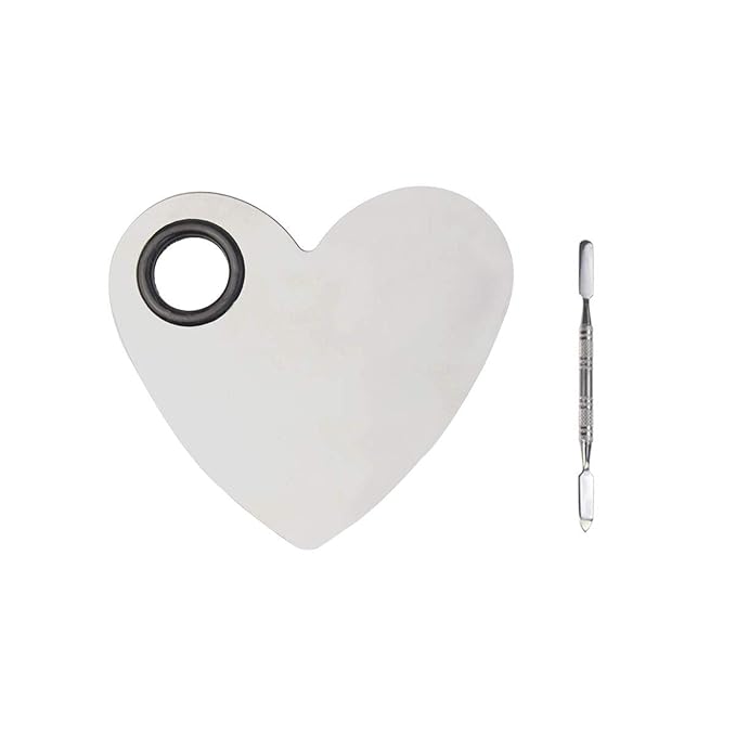 Stainless Steel Heart Shaped Makeup Palette Spatula - Makeup Artist Makeup Enthusiast Tools for Blending Cosmetic Foundation Shades