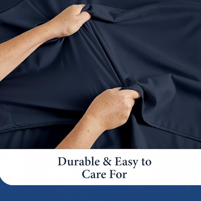 SKY BEDDINGS Queen Pillowcase Set of 2 - Soft Brushed Microfiber Pillow Cases with Envelope Clouser - Wrinkle-Free, Fade-Resistant Pillow Covers - 20 x 30 Inches, Navy Blue