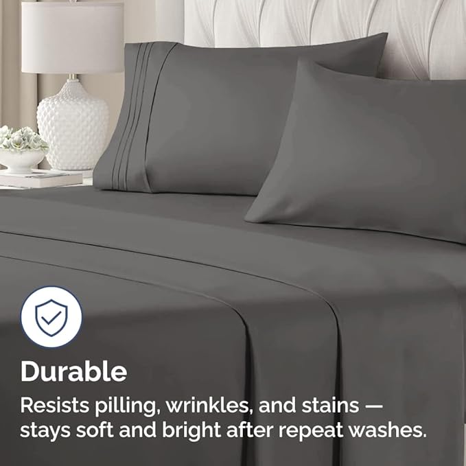Queen Pillow Cases Set of 4 - Ultra Soft Hotel Quality Pillowcase Covers - Comfy, Cozy & Wrinkle Free - Shrinkage, Stain & Fade Resistant - Machine Washable Pillow Protectors - 4 Piece Set - Charcoal