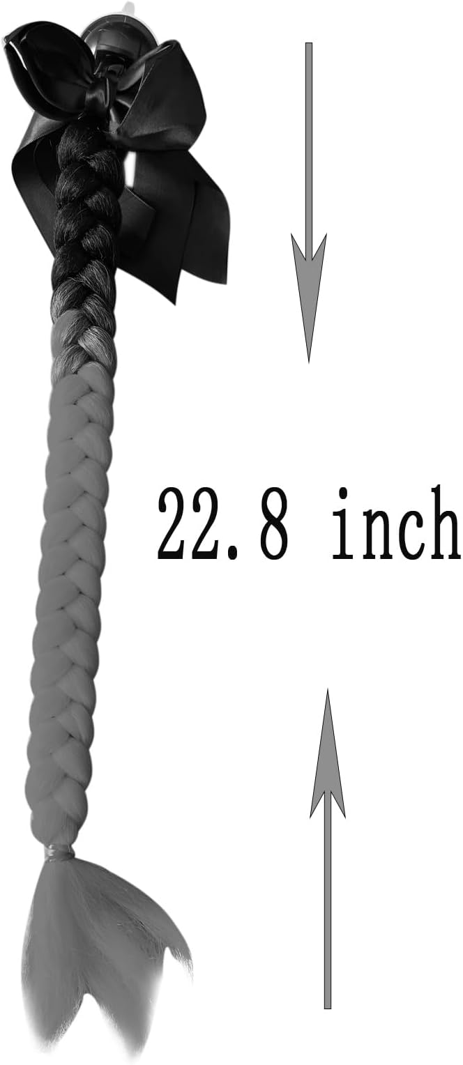 2PCS Ponytail Motorcycle Helmet - Hair Tails for Helmets, Suction Cup, Reusable (Black-Brown)